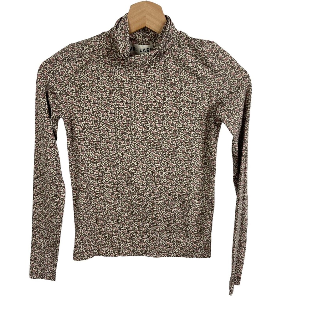 Mr Larkin long‎ sleeve top tee shirt blouse stretch floral XS mock neck casual